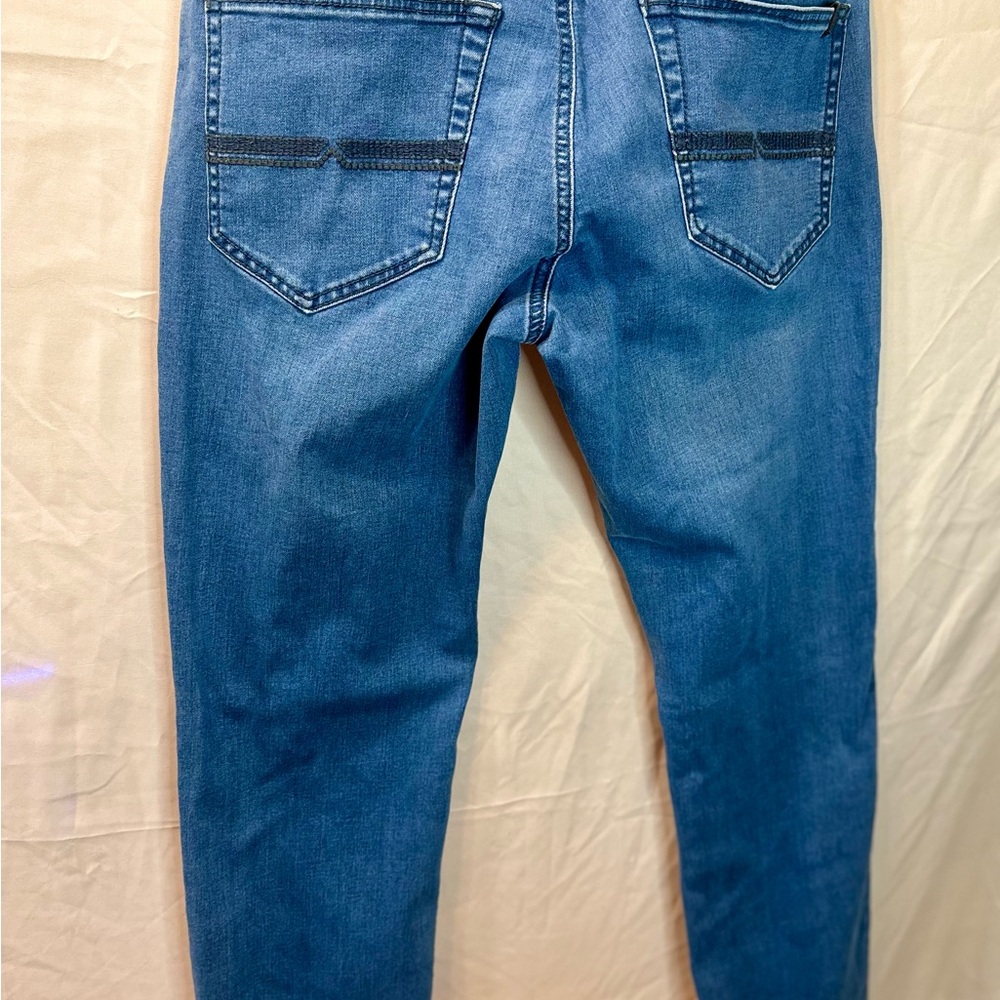 Blue Axel Straight Leg Jeans with Classic Stitching